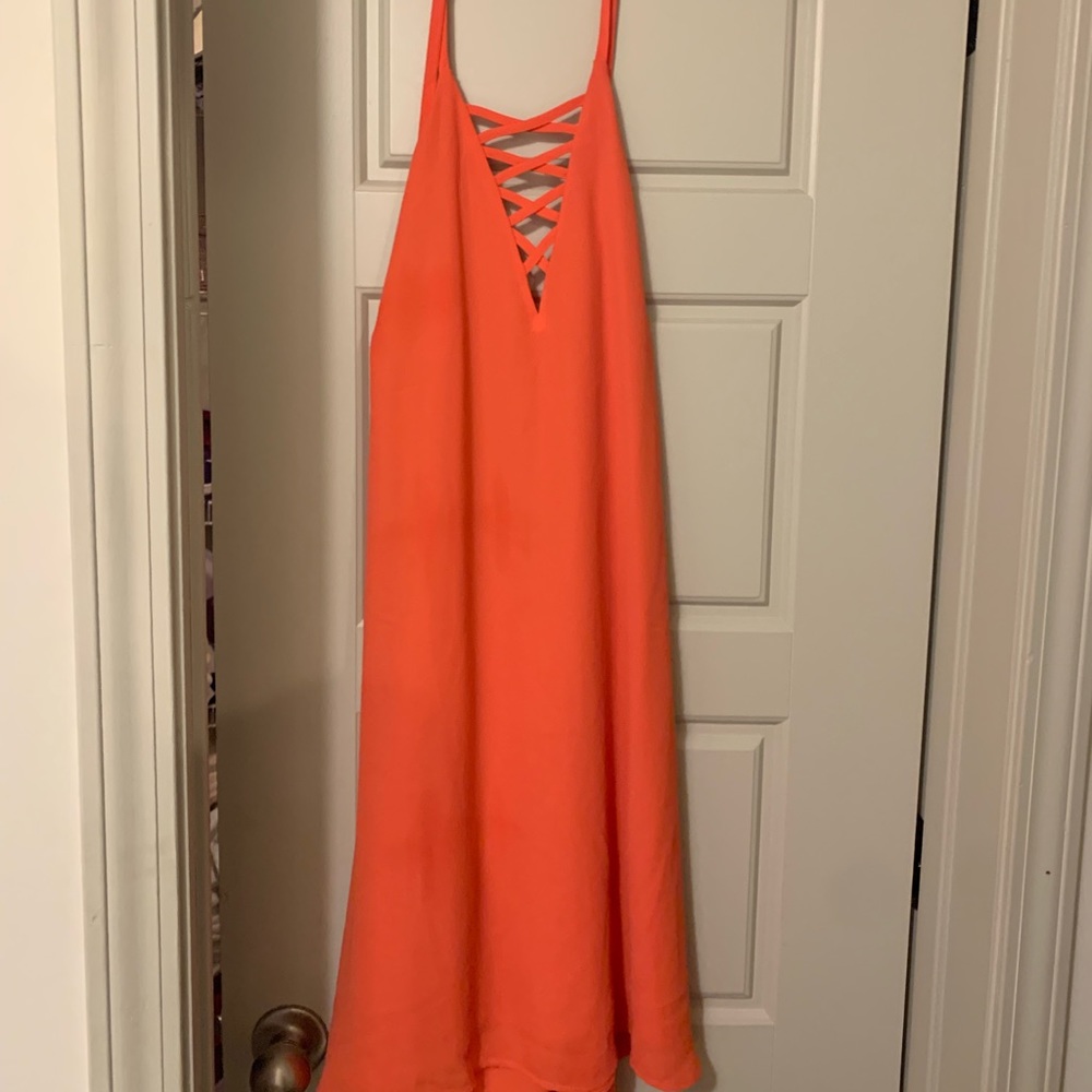 Coral salmon halter dress